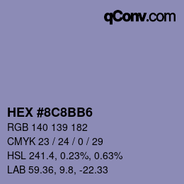 Color code: HEX #8C8BB6 | qconv.com