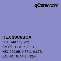 Color code: HEX #8C8BCA | qconv.com