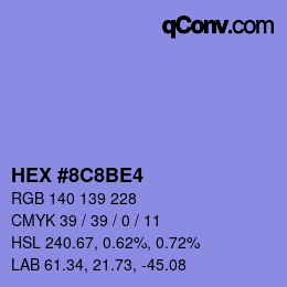 Color code: HEX #8C8BE4 | qconv.com