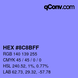 Color code: HEX #8C8BFF | qconv.com