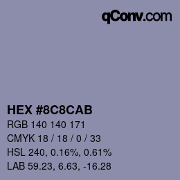 Color code: HEX #8C8CAB | qconv.com