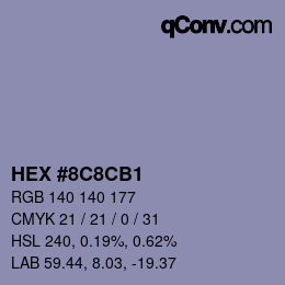 Código de color: HEX #8C8CB1 | qconv.com