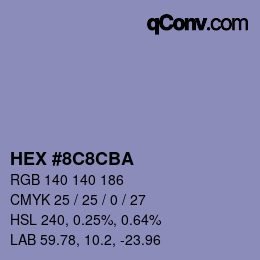 Color code: HEX #8C8CBA | qconv.com