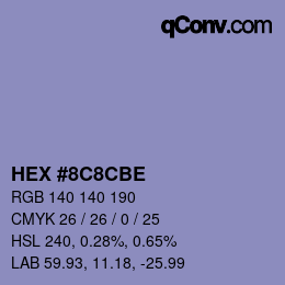 Color code: HEX #8C8CBE | qconv.com