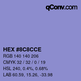 Color code: HEX #8C8CCE | qconv.com