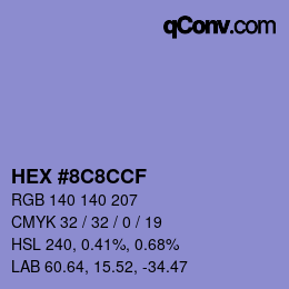 Color code: HEX #8C8CCF | qconv.com