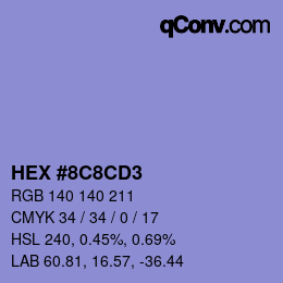 Color code: HEX #8C8CD3 | qconv.com