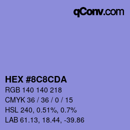 Color code: HEX #8C8CDA | qconv.com