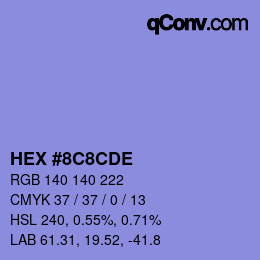 Color code: HEX #8C8CDE | qconv.com