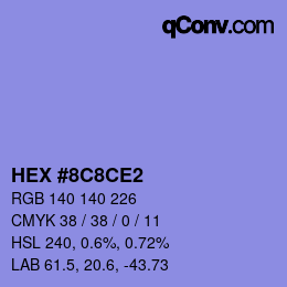 Color code: HEX #8C8CE2 | qconv.com