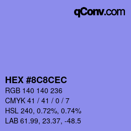 カラーコード: HEX #8C8CEC | qconv.com