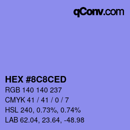 Color code: HEX #8C8CED | qconv.com