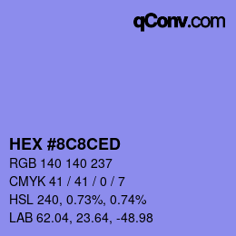 カラーコード: HEX #8C8CED | qconv.com