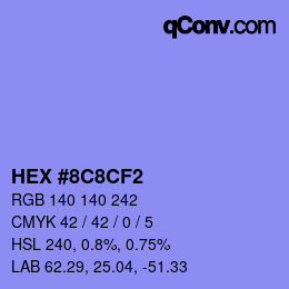Color code: HEX #8C8CF2 | qconv.com