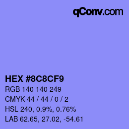 Color code: HEX #8C8CF9 | qconv.com