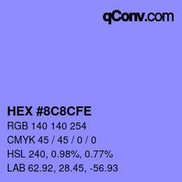 Color code: HEX #8C8CFE | qconv.com
