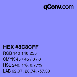 Color code: HEX #8C8CFF | qconv.com