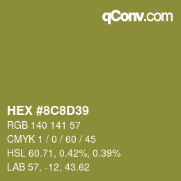 Color code: HEX #8C8D39 | qconv.com