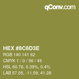 Farbcode: HEX #8C8D3E | qconv.com