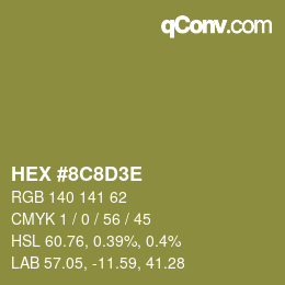 Color code: HEX #8C8D3E | qconv.com