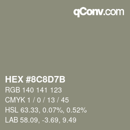 Color code: HEX #8C8D7B | qconv.com