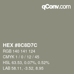 Color code: HEX #8C8D7C | qconv.com