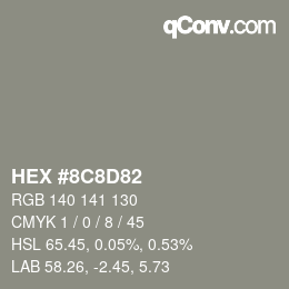 Color code: HEX #8C8D82 | qconv.com