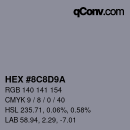 カラーコード: HEX #8C8D9A | qconv.com