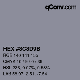 Color code: HEX #8C8D9B | qconv.com