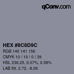 Farbcode: HEX #8C8D9C | qconv.com