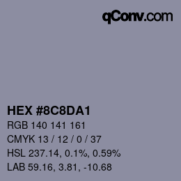 颜色代码: HEX #8C8DA1 | qconv.com