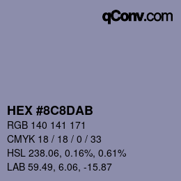 Color code: HEX #8C8DAB | qconv.com