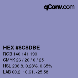 Color code: HEX #8C8DBE | qconv.com