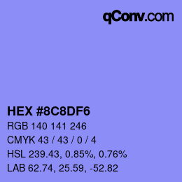 Color code: HEX #8C8DF6 | qconv.com