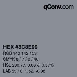 Farbcode: HEX #8C8E99 | qconv.com