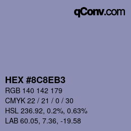 Color code: HEX #8C8EB3 | qconv.com