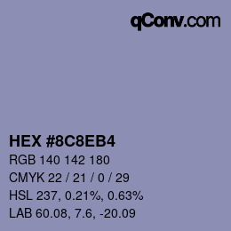 Color code: HEX #8C8EB4 | qconv.com