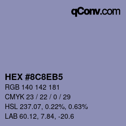 Color code: HEX #8C8EB5 | qconv.com