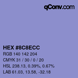 Color code: HEX #8C8ECC | qconv.com