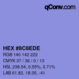 Color code: HEX #8C8EDE | qconv.com