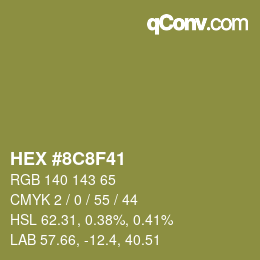 Color code: HEX #8C8F41 | qconv.com