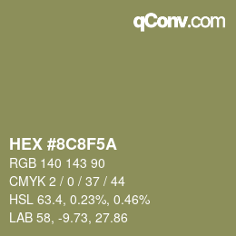 Color code: HEX #8C8F5A | qconv.com