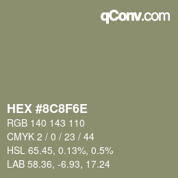 Color code: HEX #8C8F6E | qconv.com