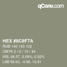 Color code: HEX #8C8F7A | qconv.com