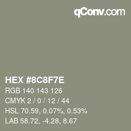 Color code: HEX #8C8F7E | qconv.com