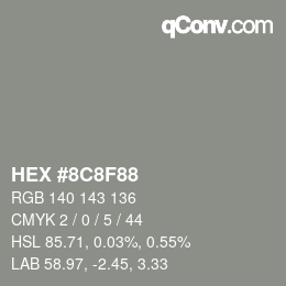 Color code: HEX #8C8F88 | qconv.com