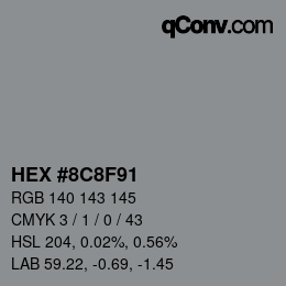 颜色代码: HEX #8C8F91 | qconv.com