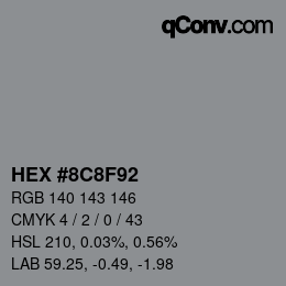 Farbcode: HEX #8C8F92 | qconv.com