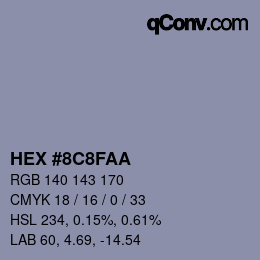 Color code: HEX #8C8FAA | qconv.com