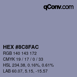 カラーコード: HEX #8C8FAC | qconv.com